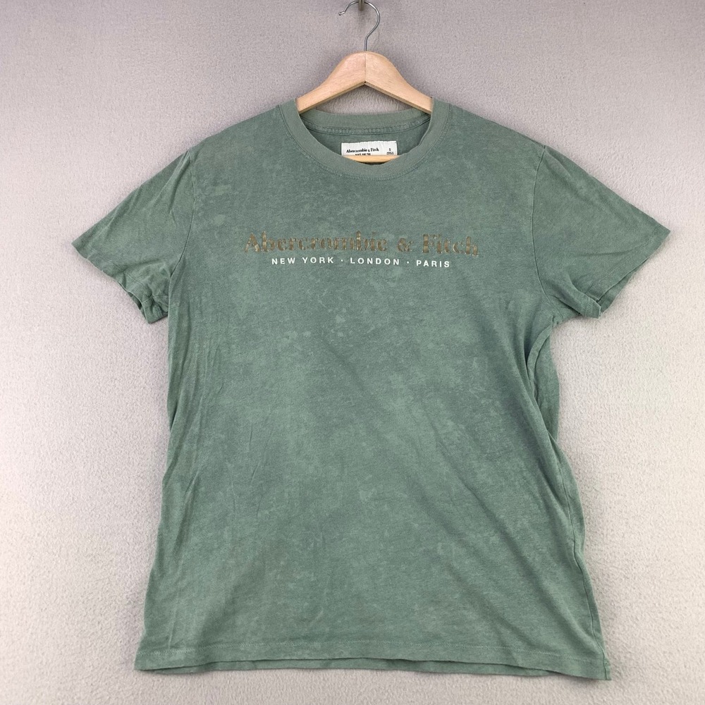 Abercrombie & Fitch Soft A&F Tee Mens Small Green Graphic Logo Cotton T-Shirt
